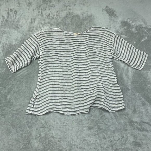 Paper Lace Womens Striped Linen Top OS 6706 - Picture 1 of 10
